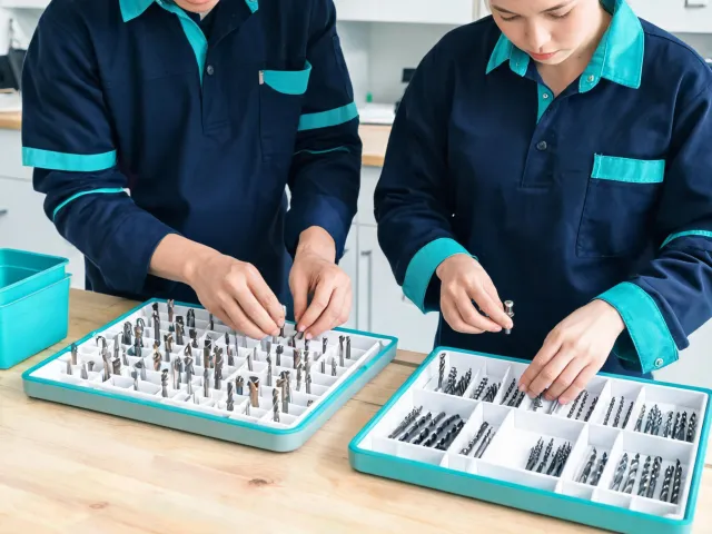 Dealer support team arranging router bits
