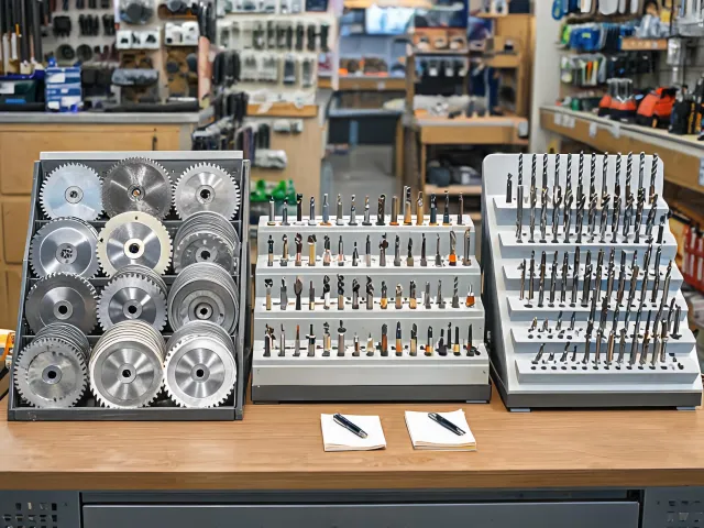 Distributor counter with blades and bits
