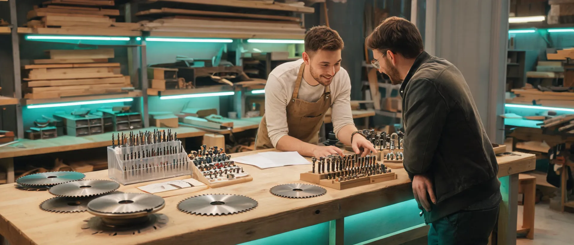 Freud service desk reviewing blade and router bit setups
